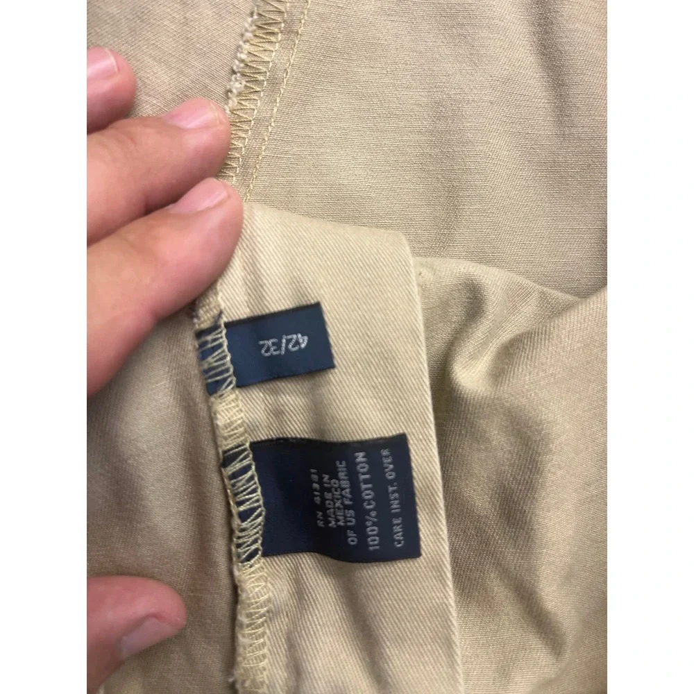 Polo Ralph Lauren Andrew Pant Mens 42x32 Tan Khaki Pleated Classic Chino‎ Cotton